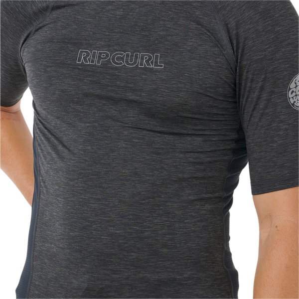 2026 Rip Curl Mens Dawn Patrol UPF Perf Short Sleeve Rash Vest 16CMRV - Black Marle